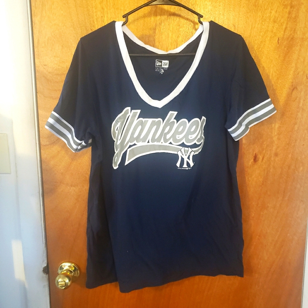 New York Yankees Women's Plus V Neck Tee Shirt